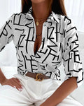 Elegant Women Blouse 2023 Spring and Autumn Temperament Top Long Sleeve Stripe Print Office Slim Fit Pocket Shirt