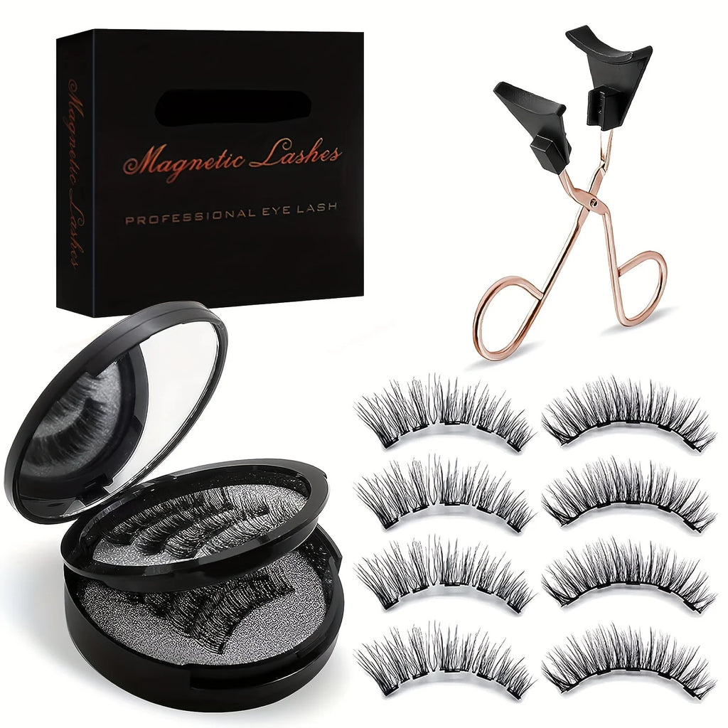 8pcs Magnetic Eyelash Kit Natural False Lashes Waterproof Eyelashes Extension Kit Reusable Wispy False Eyelashes Makeup Tools