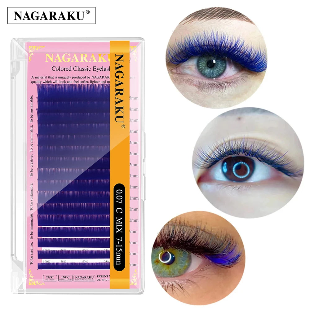 NAGARAKU Color Eyelash Extension Brown Blue Purple Pink White Yellow Green Red Colorful Classic Mink False Eyelashes Makeup