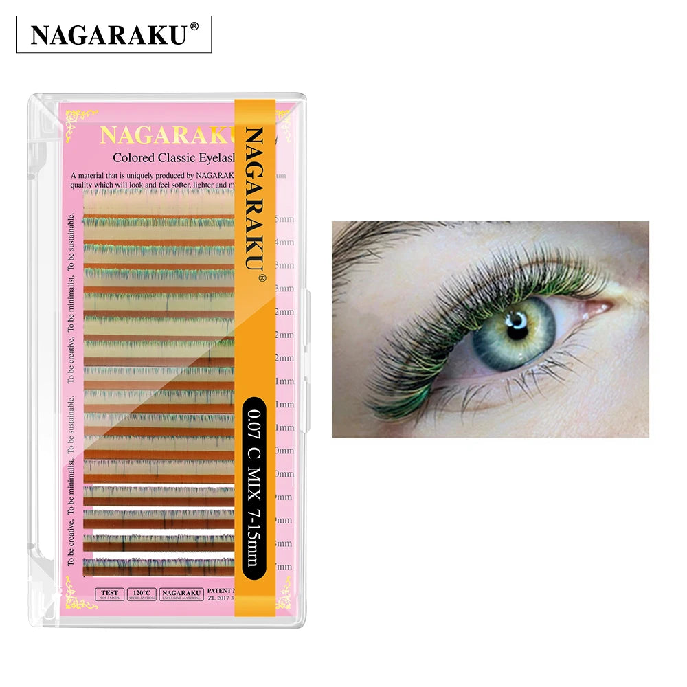 NAGARAKU Color Eyelash Extension Brown Blue Purple Pink White Yellow Green Red Colorful Classic Mink False Eyelashes Makeup