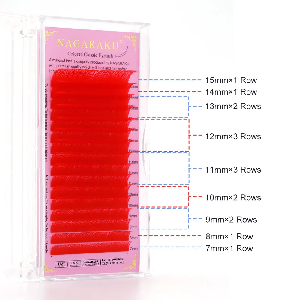 NAGARAKU Color Eyelash Extension Brown Blue Purple Pink White Yellow Green Red Colorful Classic Mink False Eyelashes Makeup