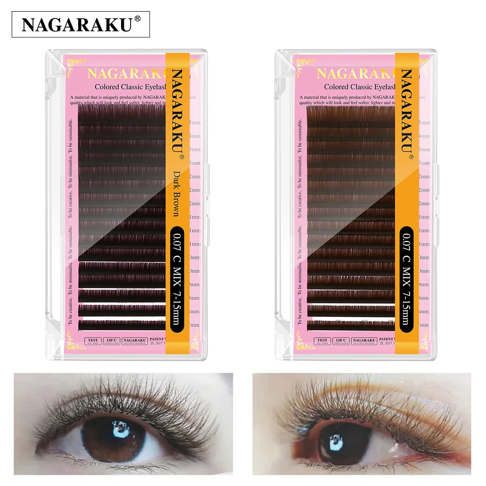 NAGARAKU Color Eyelash Extension Brown Blue Purple Pink White Yellow Green Red Colorful Classic Mink False Eyelashes Makeup